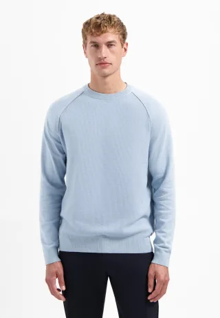 No Excess - Pullover Crewneck Solid Waffle Knit dusty blue - Gr. - XL