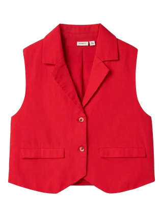 NAME IT - NKFFALINNEN SHORT WAISTCOAT chinese red - Gr. - 134/140