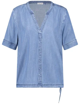 GERRY WEBER Collection - Legere Jeansbluse mit Tunnelband blau - Gr. - 36