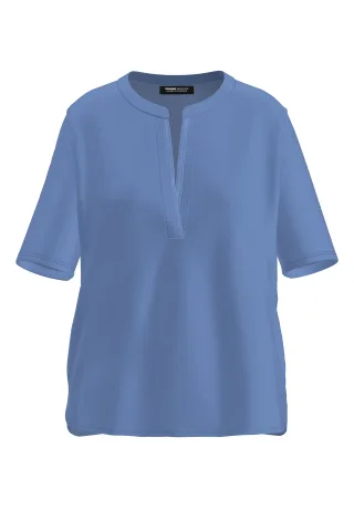 FRANK WALDER - Blusenshirt NOS mit geschlitztem Rundhalsausschnitt malibu blue - Gr. - 40