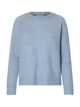 SELECTED WOMEN - SLWLULU LS KNIT O-NECK NOOS Cashmere Blue - Gr. - XL