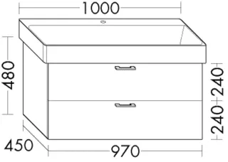 Burgbad Waschtischunterschrank Sys30 PG4 Sana 480x970x450 Eiche Hellgrau, WWLN097F3446 WWLN097F3446