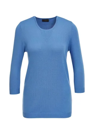 GOLDNER 3/4 Arm-Pullover "Sommerlicher Strickpullover mit Ajourmuster" Ohne
