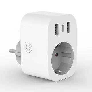 Tuya Smart WiFi Socket EU Plug with USB/Type-C Charging Port Timing Function Phone Remote Control Voice Control with Ale