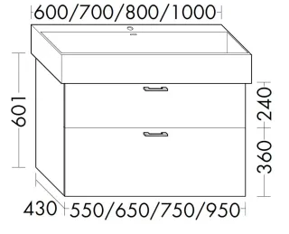 Burgbad Waschtischunterschrank Sys30 PG1 Aqua 601x950x430 Tectona Dekor Zimt, WXXZ095F3423 WXXZ095F3423