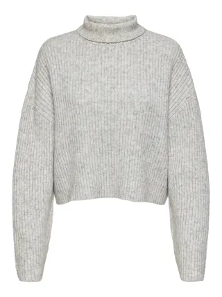 ONLY - ONLMELANIE L/S ROLLNECK PULLOVER KNTNOOS Light Grey Melange - Gr. - S