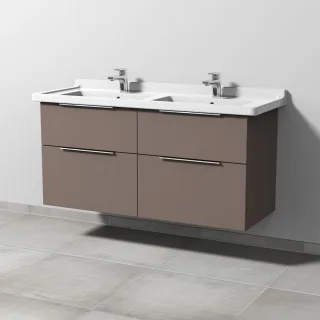 Sanipa 3way Waschtischunterbau zu Duravit Starck 3 Waschtisch mit 4 Auszügen, Taupe-Matt UP7131T