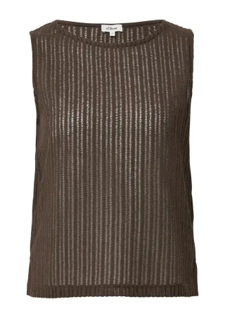 s.Oliver Red Label - Transparentes Jersey-Top mit Rundhalsausschnitt braun - Gr. - 34