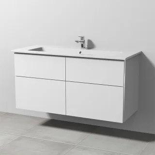 Sanipa 3way Keramik-Set Venticello Keramik-Waschtisch und Unterbau mit 4 Auszügen, Weiß-Soft BR32743
