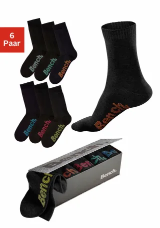 Bench. Socken Box, 6 Stk. tlg. mit verschiedenfarbigen Logos