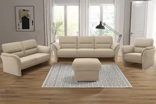 DOMO collection 2-Sitzer "Pina, schmale Armlehnen, mit Federkern, kompakt & elegant" Hoher Sitzkomfort, Luxus-Microfaser weich, sand, Breite 159 cm
