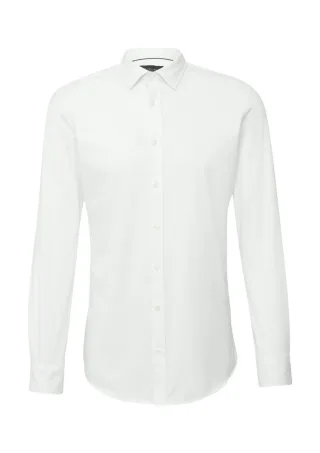 s.Oliver BLACK LABEL - Tailored Fit: Elastisches Hemd aus Jersey weiß - Gr. - 42