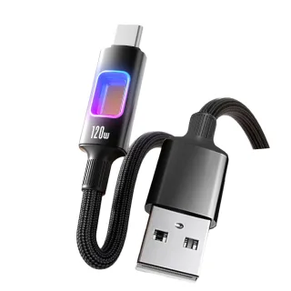 6A PD120W USB-A to USB-C Cable with RGB Hollow LED Light Support PD Fast Charging Data Transmission Tinned Copper Core L