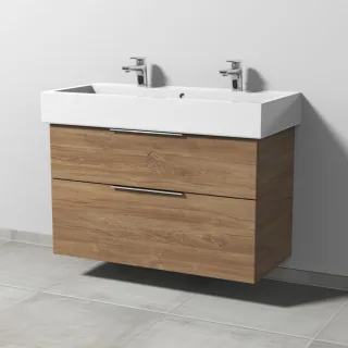 Sanipa 3way Waschtischunterbau zu Duravit Vero Waschtisch mit 2 Auszügen, Eiche-Kansas UM71959