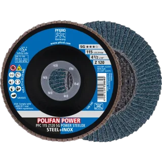 PFERD TOOLS POLIFAN POWER Fächerscheibe PFC konisch Zirkonkorund SG STEELOX Stahl/Edelstahl - 67789116