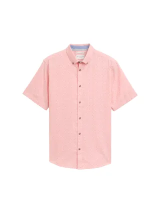 Tom Tailor - Regular Fit Kurzarmhemd mit Leinenanteil im Pünktchen-Muster coral dot design - Gr. - M