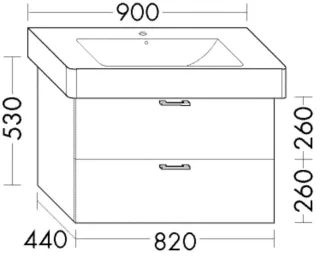 Burgbad Waschtischunterschrank Sys30 PG1 Aqua 530x820x440 Eiche Dekor Cashmere, WXSZ082F2240 WXSZ082F2240