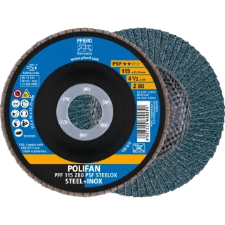 PFERD TOOLS POLIFAN Fächerscheibe PFF flach Zirkonkorund Universallinie PSF STEELOX Stahl/Edelstahl - 67668115