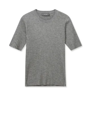 MOS MOSH - MMRelena Rib SS Crew Neck Knit sharkskin - Gr. - M