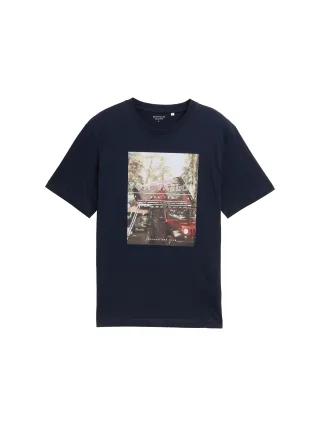 Tom Tailor - T-Shirt mit Foto-Print sky captain blue - Gr. - M