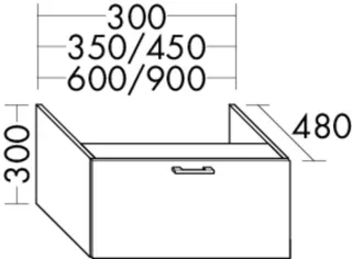 Burgbad Unterschrank Sys30 PG2 Echo 300x600x480 Eiche Dekor Silber, WXQC060F6024 WXQC060F6024