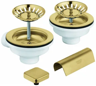 GROHE Spülen-Ablaufgarnitur 40999 2 Becken mit Exzenter cool sunrise gebürstet, 40999GN0 40999GN0