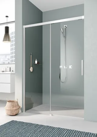 Kermi Gleittür Nica L2R 1000x2000, silber hochglanz, ESG klar mit KermiClean, NIL2R10020VPK NIL2R10020VPK