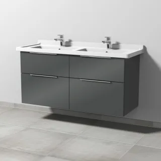 Sanipa 3way Waschtischunterbau zu Duravit Starck 3 Waschtisch mit 4 Auszügen, Anthrazit-Glanz UF71379