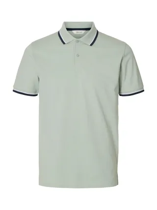 SELECTED MEN - SLHSLIM-ATLAS SPORT SS POLO NOOS aqua gray - Gr. - S