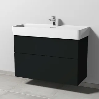 Sanipa 3way Waschtischunterbau zu Laufen VAL Waschtisch mit 2 Auszügen, Vulkan-Matt SP8241V