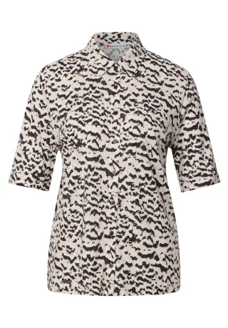 Street One - Shirt im Blusenlook beige/braun - Gr. - 34