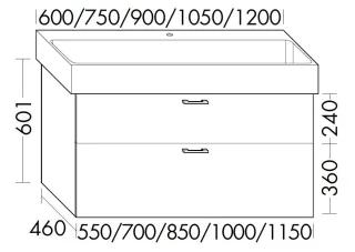 Burgbad Waschtischunterschrank zu Keramik Sys30 PG2 Echo 601x1000x460 Weiß Hochglanz, WXWZ100461 WXWZ100461