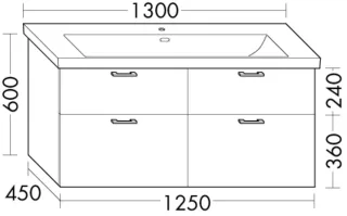 Burgbad Waschtischunterschrank Sys30 PG2 Echo 600x1250x450 Anthrazit Hochglanz, WXPF125F0945 WXPF125F0945