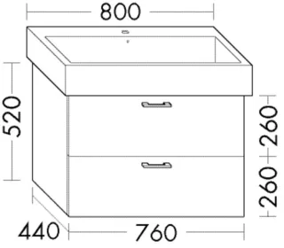 Burgbad Waschtischunterschrank Sys30 PG4 Sana 520x760x450 Trend- oder RAL-Farbe HGL, WVZS076F5348 WVZS076F5348
