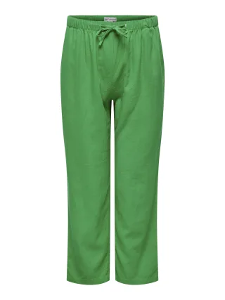 ONLY CARMAKOMA - CARCARO MW LINEN BL PULL-UP PANT TLR green bee