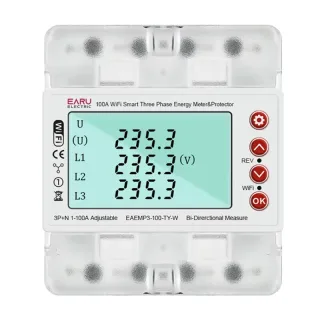 380V 100A Tuya Smart WiFi 3 Phase Bi-Directional Energy Power kWh Meter Over Under Voltage Protector Relay Switch Curren
