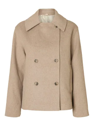 SELECTED WOMEN - SLFALMA WOOL BLEND JACKET NOOS sandshell - Gr. - 38