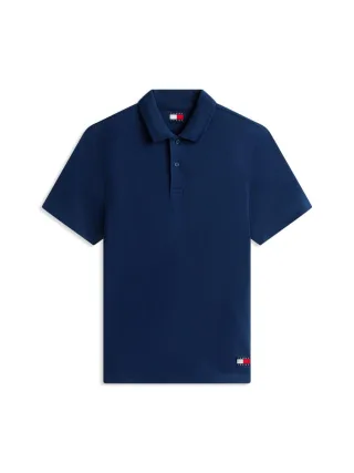 Tommy Jeans - Regular Fit Waffelstrick-Poloshirt blau - Gr. - XL
