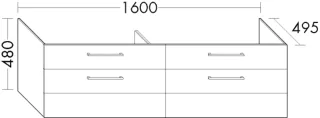 Burgbad Waschtischunterschrank Crono HGL 480x1600x495 Dunkelgrau Hochglanz, SEVL160F1803 SEVL160F1803