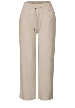Street One - Wide Leg Musselin Hose beige - Gr. - 34/28