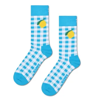 happy socks - Gingham Lemon Sock Blau - Gr. - 38