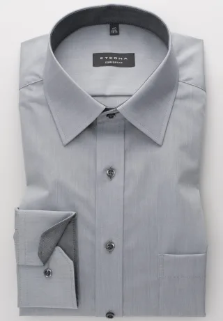 ETERNA - Hemd Chambray Langarm grau - Gr. - 40/Langarm - 65cm