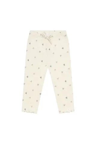 Leevje Leggings 'hearts' mit Schleife aus Bio-Baumwolle - light beige / 110/116