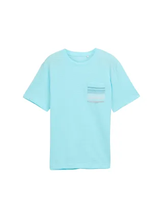 Tom Tailor - T-Shirt mit Brusttasche caribbean turquoise - Gr. - XXL
