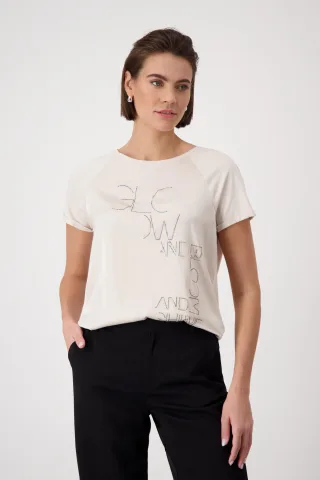 monari - Blusenshirt mit Schmuckschrift seashell - Gr. - 44