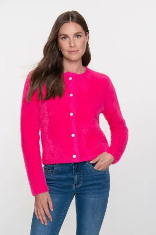 Geisha Fashion Women - Cardigan hairy pink - Gr. - L