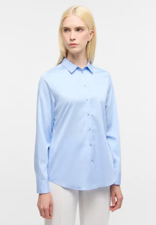 ETERNA - Satin Shirt Bluse Satingewebe Langarm hellblau - Gr. - 46/Langarm