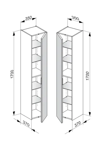 Keuco Hochschrank Edition 11 31330, Anschlag links, B: 350, H: 1700, T: 370 mm 31330110001