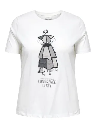 ONLY CARMAKOMA - CARKITA LIFE SS JEANS TEE JRS cloud dancer - Gr. - S-42/44