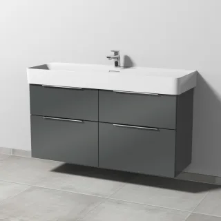 Sanipa 3way Waschtischunterbau zu Laufen VAL Waschtisch mit 4 Auszügen, Anthrazit-Glanz UF82579